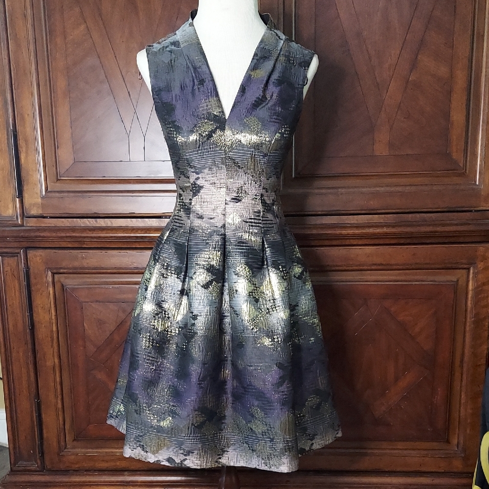 Vince Camuto Metallic Dress - Purple, Gold, Black - Size 0